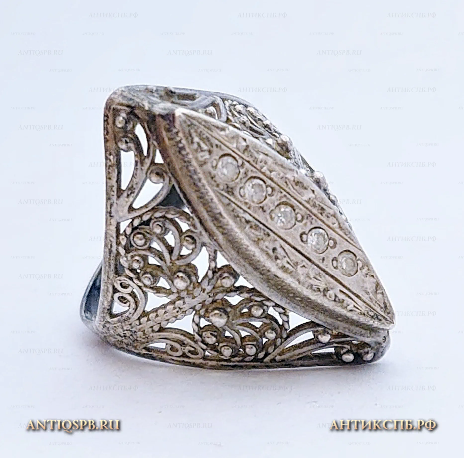 Перстень серебряный женский. Скань. ЕКГ. Вт. пол. ХХ века. №21698